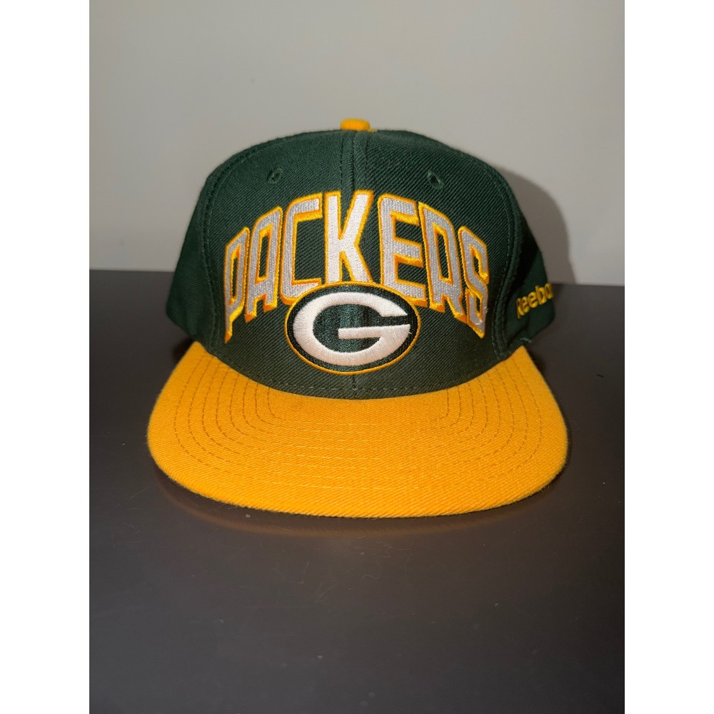 Reebok Green Bay Packers Snapback Hat NFL Team Apparel Wool Cap Green Gold
